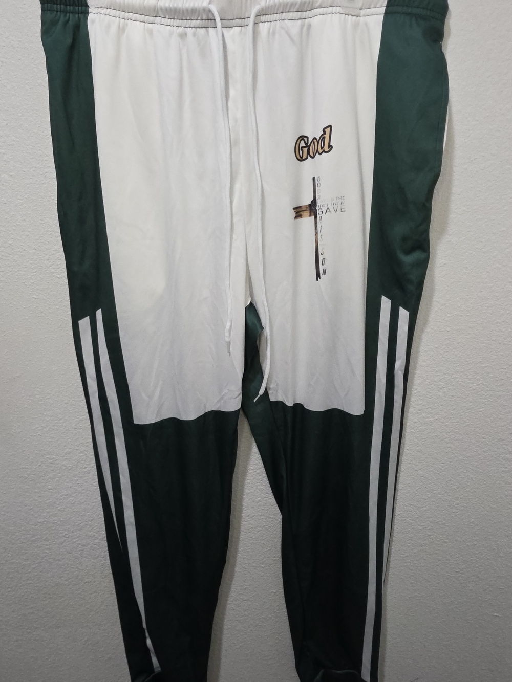 God Graphic White & Dark Green Men's Jogger Sweatpants